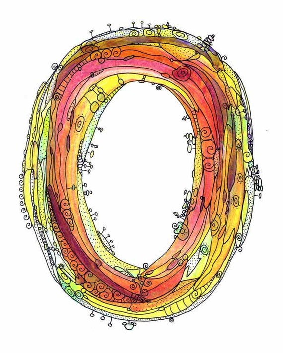 Items similar to The Letter O Whimsical funky Art Print on Etsy