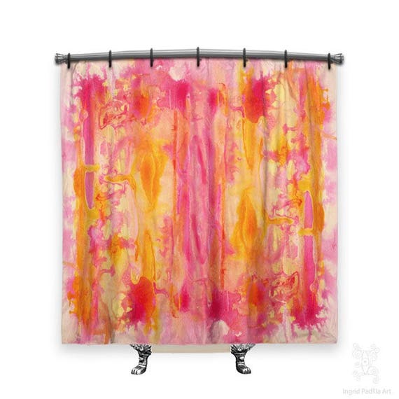 Pink Abstract Art Shower Curtain Shower Curtains Abstract Etsy