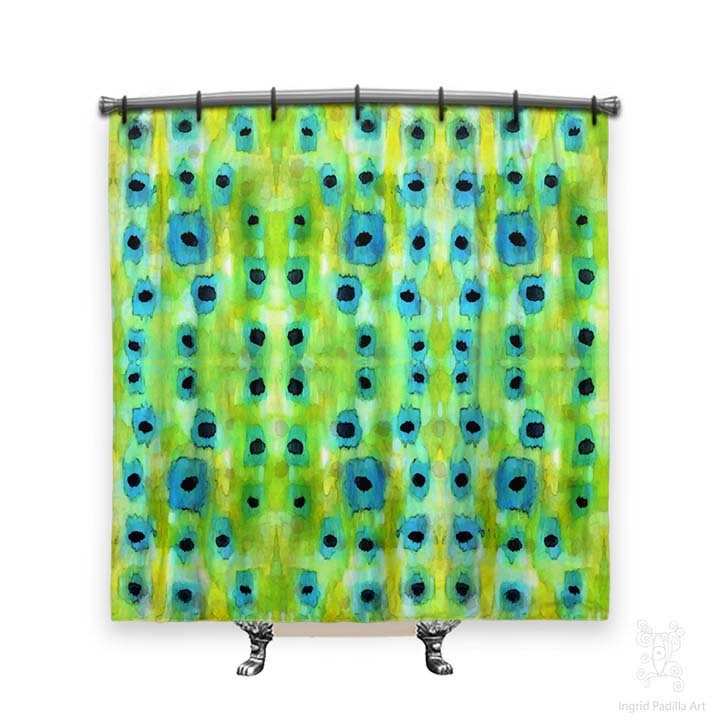 Bluegrass Shower Curtain Blue and green shower curtain BOHO Etsy
