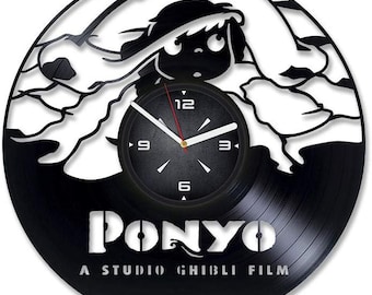 Ponyo Vinyl Record Clock, Anime Lover Gift, Ghibli Studio Decor, Cartoon Wall Art, Kids Bedroom Decoration, Birthday Gift For Daughter