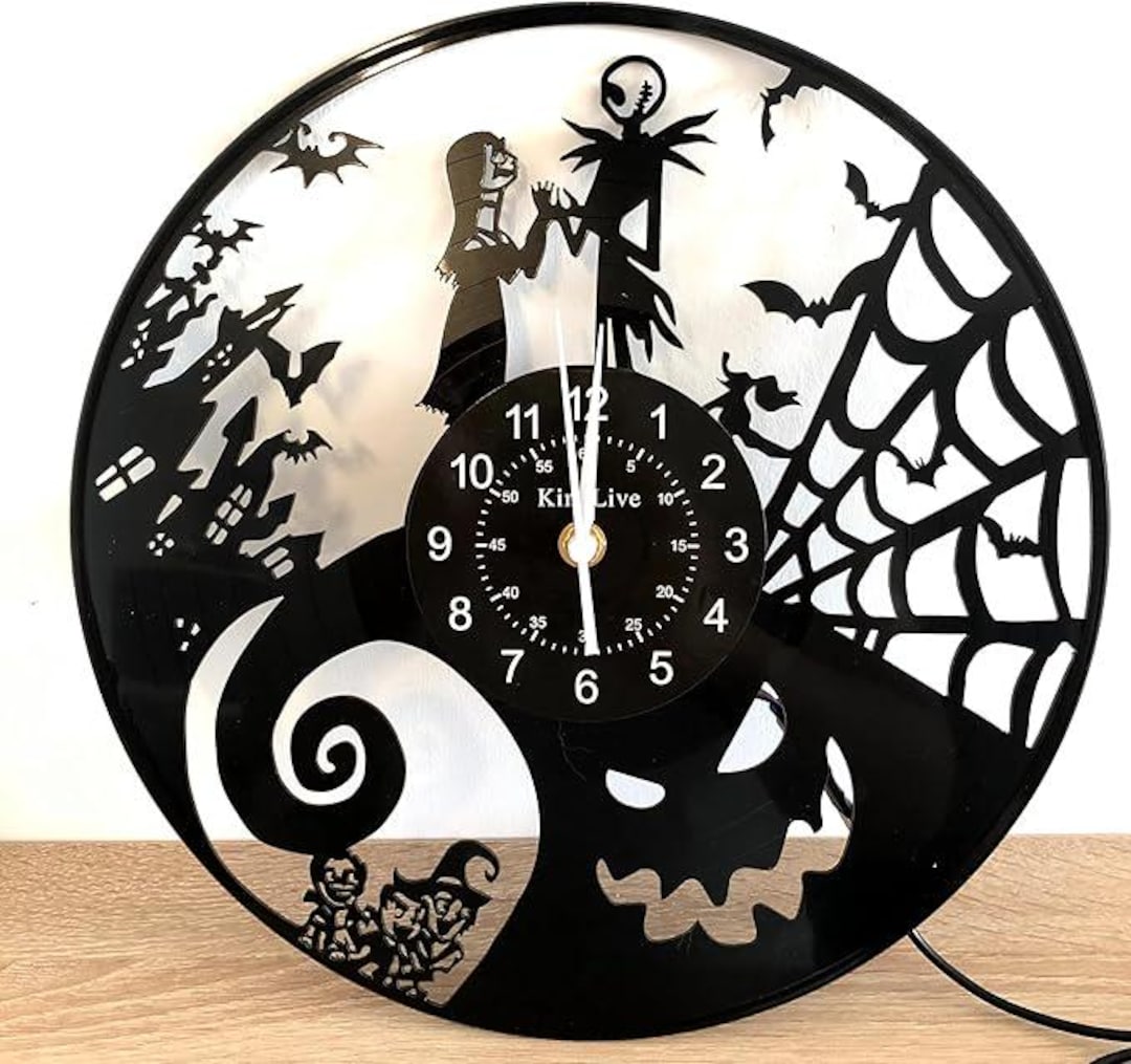 Jack Skellington and Sally Vinyl Record Clock, LED Light, Child Bedroom ...