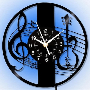Music Christmas Gifts, Vinyl Record Clock, LED Night Light, Apartment Decor, Musical Notes Wall Art, Bedroom Decoration, Gift For Sister