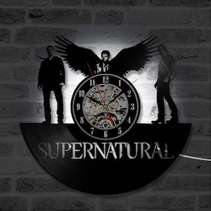 Supernatural LED Light Vinyl Record Clock, Winchester Brothers, Bedroom Decorations, Home Wall Art, TV Show Decor, Teen Girl Christmas Gifts