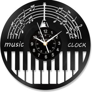 Music Vinyl Record Clock, Christmas Gifts For Girlfriend, Piano Keys Wall Art, Living Room Decoration, Musician Decor, Piano Player Gift