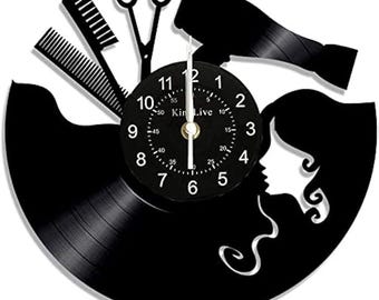 Hair Stylist Vinyl Record Clock, Beauty Room Decor, Office Decoration, Hair Salon Wall Art, Christmas Gifts For Hairdressers