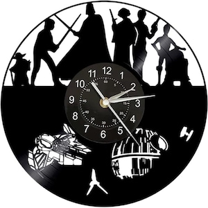 Star Wars Movie Vinyl Record Clock, Christmas Gift For Dad, Mancave Decorations, Living Room Wall Art, Mens Office Decor, Space Themed Gifts