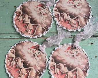 Pink Santa gift Tags