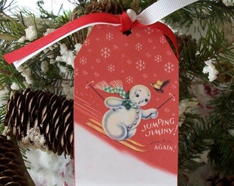 Retro Christmas snowman gift tags