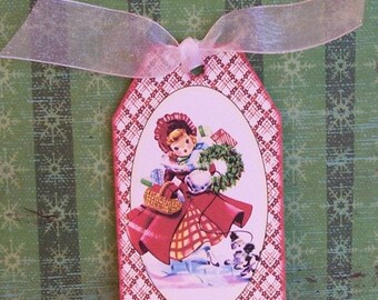 Christmas Shopping Girl Gift Tags