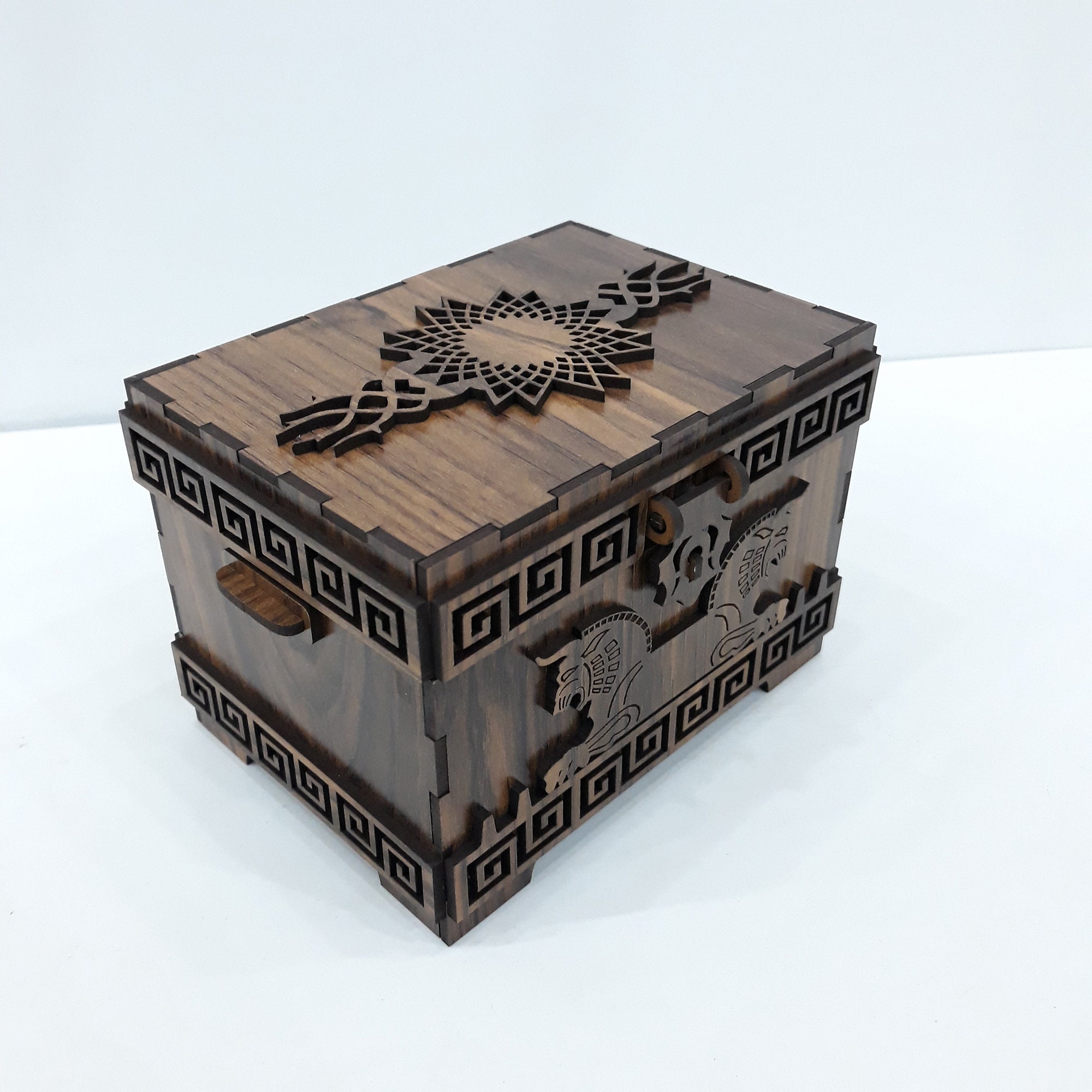 Wooden jewelry chest laser cut file 3mm 4mm 1 8inch jewelry box svg