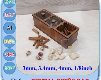 Laser geschnittene Gewürzbox aus Holz, 3mm 3,4mm 4mm 1/8 Zoll Holzkiste Holzkiste Holzkiste Holzkiste Geschenkbox