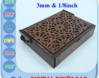 Laser geschnittene Geschenkbox aus Holz, 3 mm, 1/8 Zoll, Ai Cut Datei, Laser geschnitten, Datei