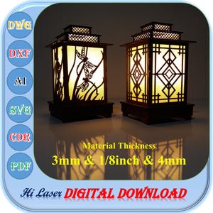 Lámpara de noche cortada con láser, portavelas de 3 mm, 1/8 de pulgada y 4 mm, caja de luz de noche Svg Dxf Ai, archivo de corte láser para lámpara de noche decorativa