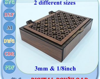 Geschenk geben Laser Cut Box, 3 mm 1/8 Zoll Box SVG Ai in 2 verschiedenen Größen