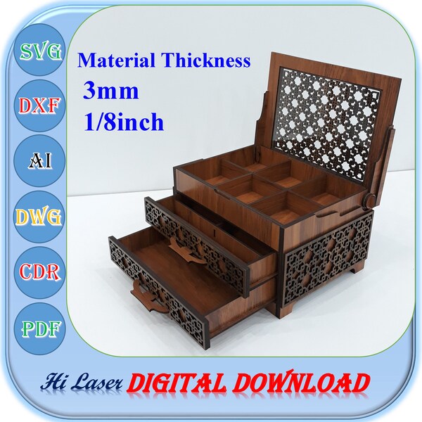 Wooden Jewelry Boxes With Laser Etsy UK