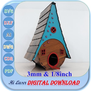 File di casette per uccelli in legno tagliate al laser, modello Svg Dxf Ai per nido di uccelli da 3 mm 1/8 pollici