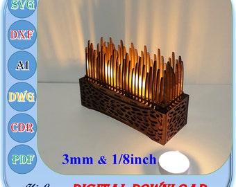 Laser Cut Tea Light Candle Holder Svg Dxf Cut File, 3mm 1/8inch Wooden Candle Holder Template