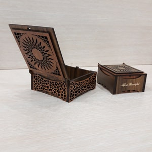 Laser Cut Wooden Gift Box in 2 Different Size, 3mm 4mm 1/8 Inch Jewelry ...