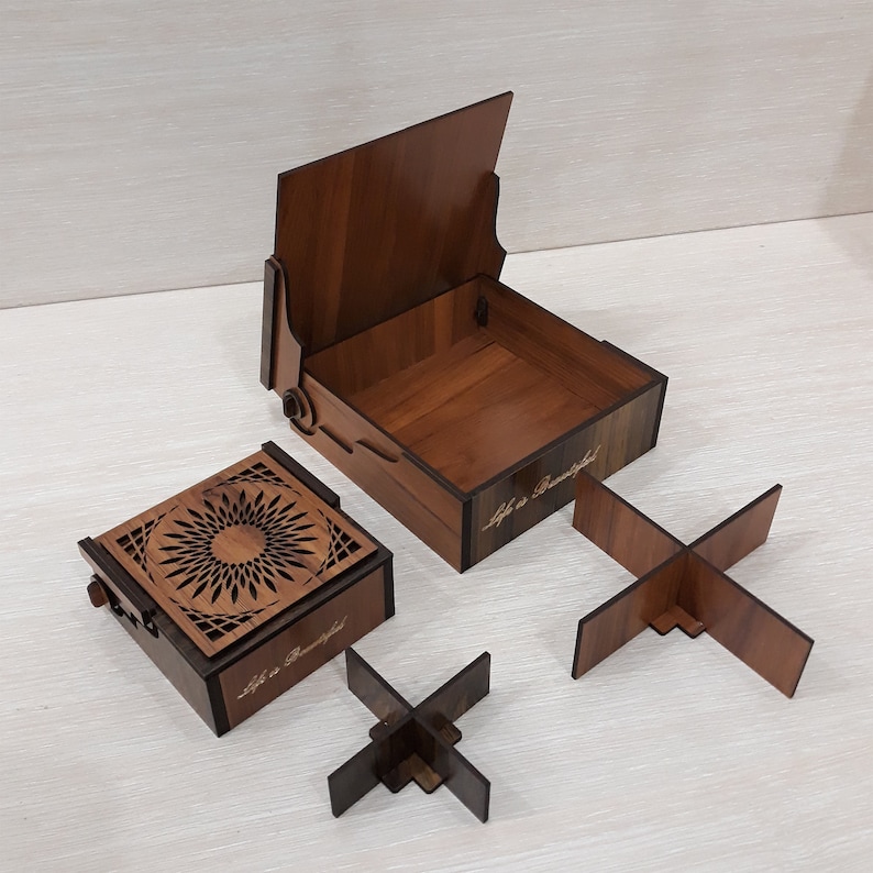 Wooden Gift Box Cut File in 2 Different Size, Laser Cut Jewelry Box ...