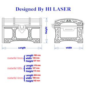 Skattkista laserskuren fil träkista SVG forntida kista Dxf smyckeskrin klippfiler Glowforge-låda antik skattkista i trä SVG bild 6