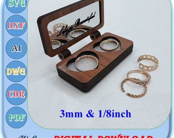 Wooden Ring Box Laser Cut File, 3mm 1/8inch Ring Box Svg Dxf, Wedding Ring Box Template