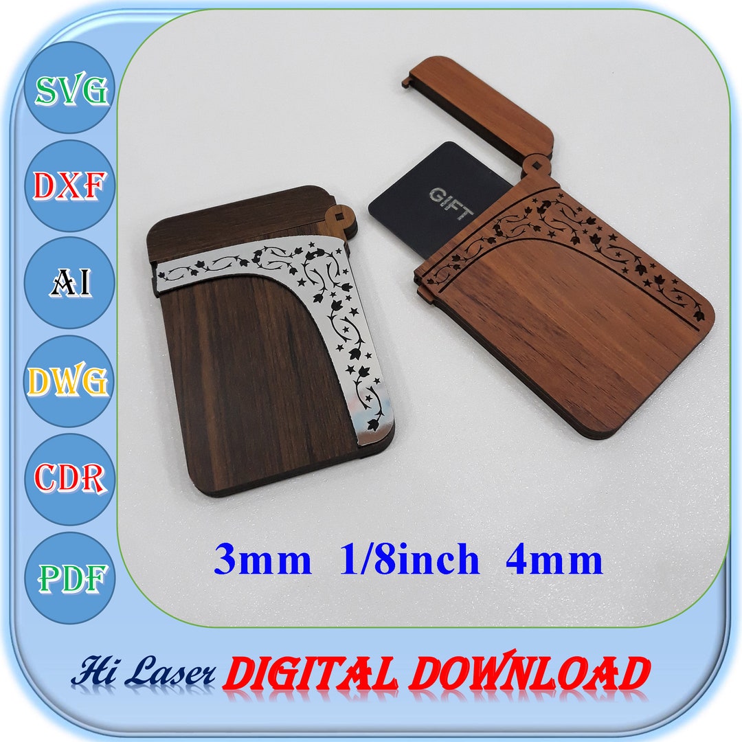 Laser Cut Gift Card Holder Svg Dxf Ai File, 3mm 1/8inch 4mm Gift Card