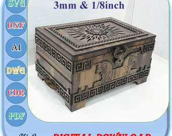 3mm 1/8 inch Jewelry Box Svg Dxf File, Wooden Jewelry Box with 2 Drawer Laser Cut File, Laser Cut Jewelry Box