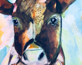 SOLD original cow portrait