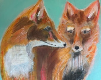 large, fox original painting