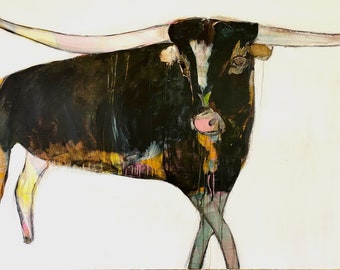 SOLD, original 36X48 longhorn painting