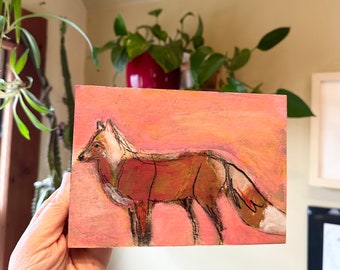 original 5x7 fox painting