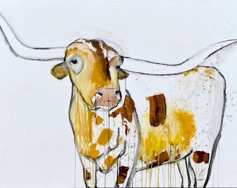 original 30x40, longhorn painting