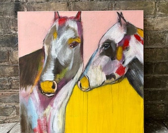 original 24x24 horses painting