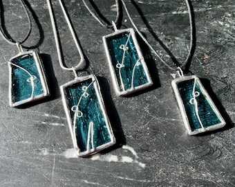 Unique, handmade, statement turquoise glass pendants