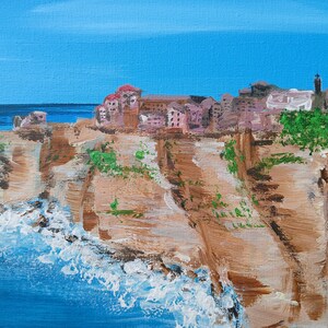 Belle peinture sur toile acrylique Bonifacio Corse, tableau peinture image 6