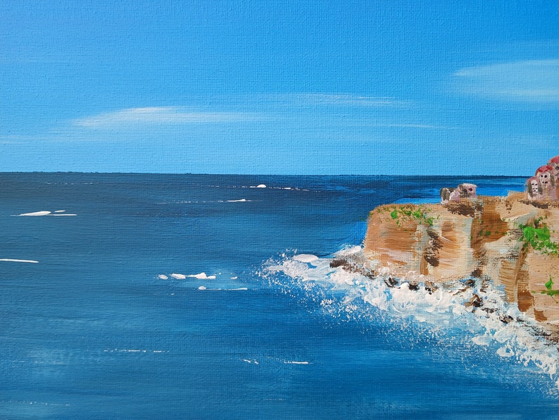 Belle peinture sur toile acrylique Bonifacio Corse, tableau peinture image 4