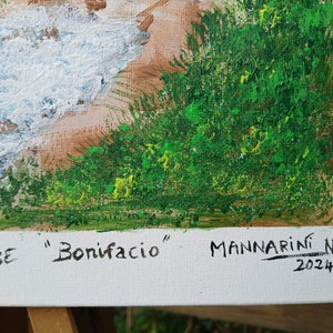 Belle peinture sur toile acrylique Bonifacio Corse, tableau peinture image 3