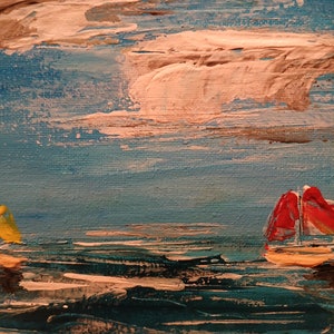 Voiliers dans les mers agitées, œuvre d'art sur toile acrylique, Voiliers dans les mers agitées peints à la main sur toile acrylique. image 4