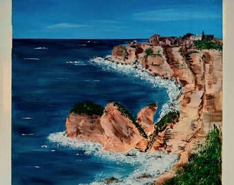 Peinture sur toile acrylique "Bonifacio Corse"