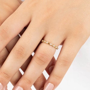 14k Solid Gold Petite Diamond Wedding Ring, Dainty Diamond Wedding Band Half Eternity Minimalist Ring Stacking Diamond Ring Anniversary Gift