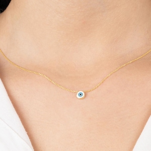 14k Gold Evil Eye Necklace: Sterling Silver Protection Pendant Jewelry