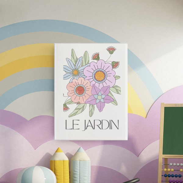 Le Jardin Pastel Floral Wall Art Wall Decor Bedroom Dining  Area Kids Room Retro Style Print Digital Print