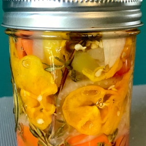 Jamaican pickled hot pepper - Jamaican scotch bonnet - habanero peppers