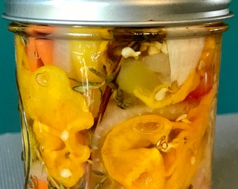 Jamaican pickled hot pepper - Jamaican scotch bonnet - habanero peppers