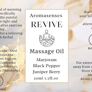 Revive massage oil label