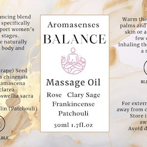 Balance massage oil label