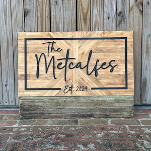 Mosaic sign | Wood mosaic art | Wood mosaic | Family wood sign | Mosaic wood wall | Last name sign | Custom wood sign | Geometric wood sign