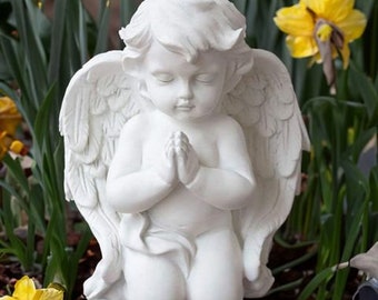 Engel handgegossener Gartenschmuck | Vintage Baby-Gartenstatue