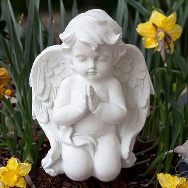 Angel Hand Cast Garden Ornament | Vintage Baby Garden Statue