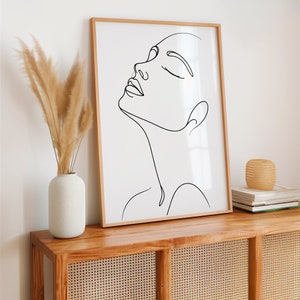 Woman Face Line Art, Minimalistic Woman Print, Feminine Portrait, Digital Print, Minimalistic Poster, Female Line Art, Neutral Wall Art